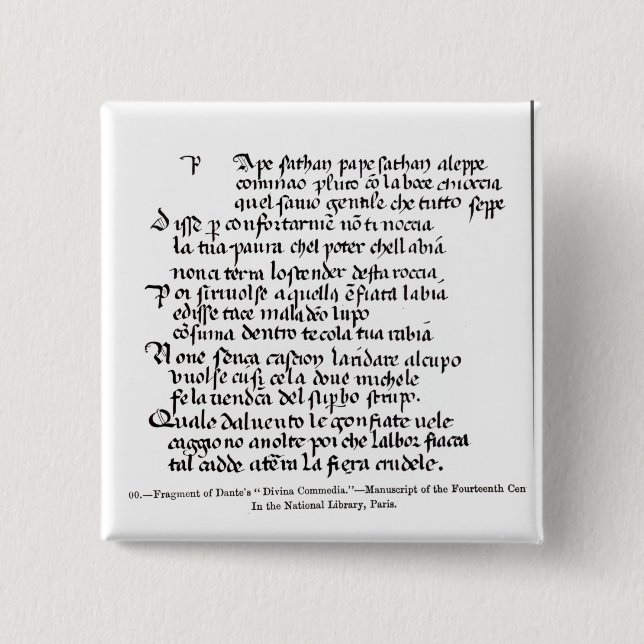 Macaron Carré 5 Cm Fragment Divina Commedia de Dante de ' (Devant)