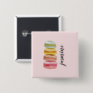 Macaron Carré 5 Cm Français Macarons Aquarelle Monogramme