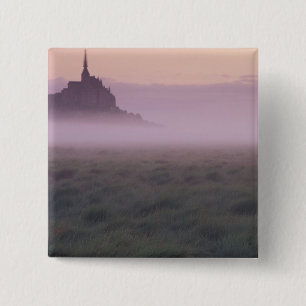 Macaron Carré 5 Cm FRANCE, Normandie Mont St. Michel. Brume matinale