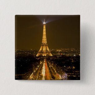 Macaron Carré 5 Cm France, Paris. Vue nocturne de la Tour Eiffel