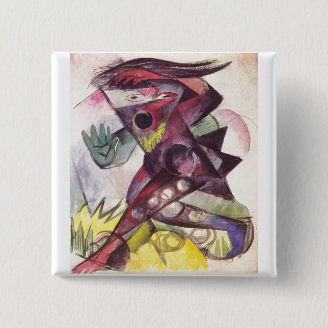 Macaron Carré 5 Cm Franz Marc - tempête Shakespeare 1914 de Caliban (Devant)