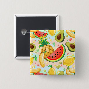 Macaron Carré 5 Cm Fruits d'été frais Motif
