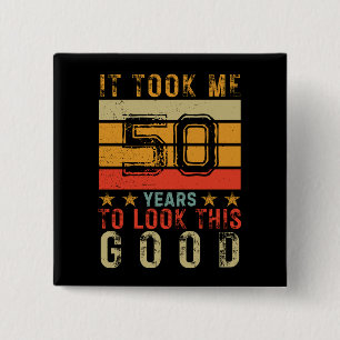 Macaron Carré 5 Cm Funky vintage numéro d'anniversaire pour les homme