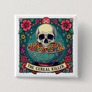 Macaron Carré 5 Cm Funny Cereal Killer Famille Amateurs de céréales