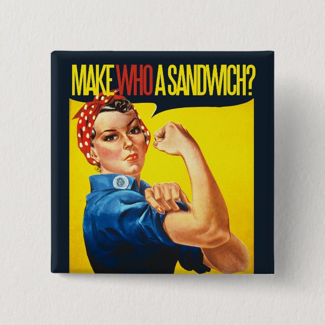 Macaron Carré 5 Cm Funny Feminist Rosie Riveter humour (Devant)