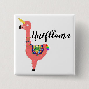 Macaron Carré 5 Cm Funny rose magique Unicorne Flamant rose Llama Ani