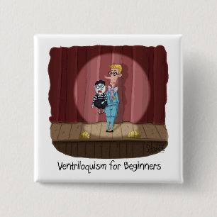 Macaron Carré 5 Cm Funny Ventriloquism for Beginners Card ou cadeau.