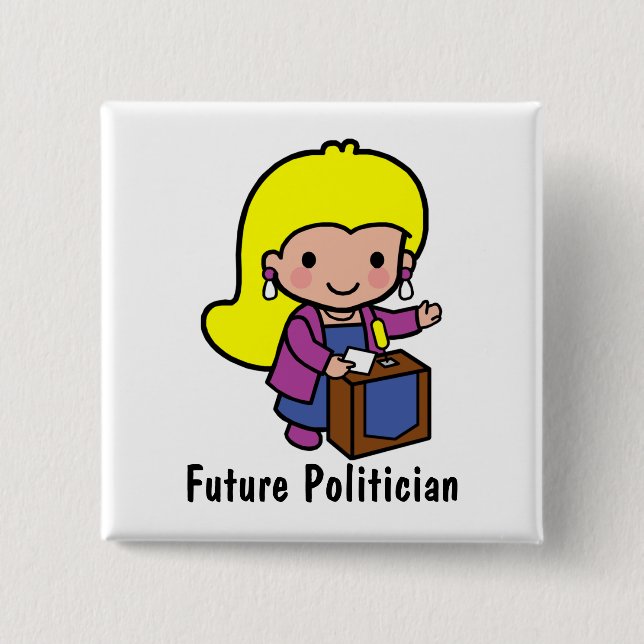 Macaron Carré 5 Cm Futur fille Politicienne / Intervenant (Devant)