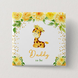 Macaron Carré 5 Cm Futur papa girafe jaune floral