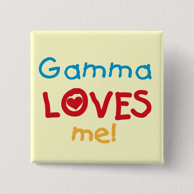 Macaron Carré 5 Cm Gamma aime mes t-shirts et cadeaux (Devant)