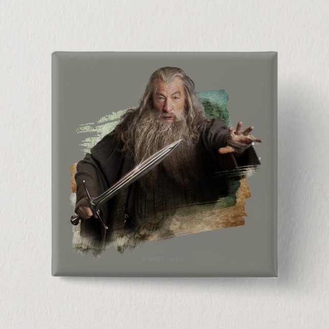 Macaron Carré 5 Cm Gandalf avec épée (Devant)