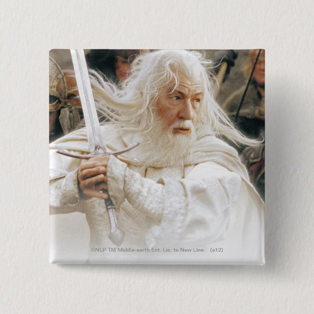 Macaron Carré 5 Cm GANDALF™ Combattre avec épée (Devant)