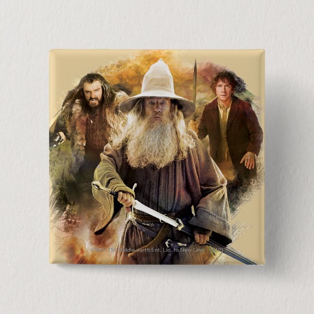 Macaron Carré 5 Cm Gandalf, THORIN OAKENSHIELD™ & BILBO BAGGINS™ (Devant)