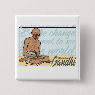 Macaron Carré 5 Cm Gandhi soit la citation de changement