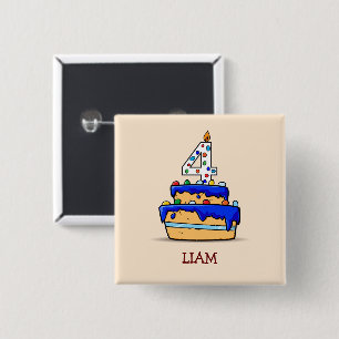 Macaron Carré 5 Cm Garçon 4e anniversaire, 4 sur Gâteau bleu doux