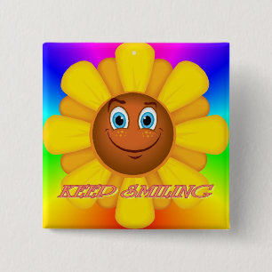 Macaron Carré 5 Cm Gardez le bouton de sourire de tournesol