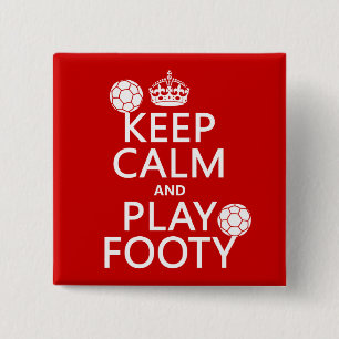 Macaron Carré 5 Cm Gardez le calme et le jeu Footy (le football) (le