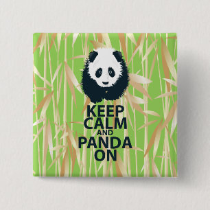 Macaron Carré 5 Cm Gardez le calme et le panda sur le cadeau original