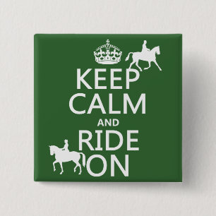 Macaron Carré 5 Cm Gardez le calme et montez dessus - les chevaux,