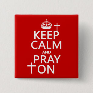 Macaron Carré 5 Cm Gardez le calme et priez dessus - tout colore