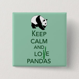 Macaron Carré 5 Cm Gardez votre calme et aimez les pandas - Tirage d'