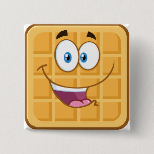 Macaron Carré 5 Cm Gaufre joyeuse Kawaii Petit-déjeuner souriant Nour