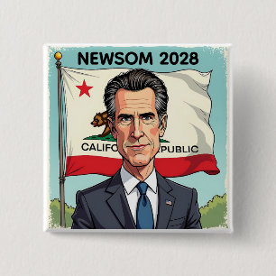 Macaron Carré 5 Cm Gavin Newsom pour le Président 2028