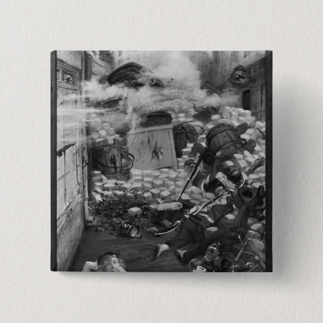 Macaron Carré 5 Cm Gavroche rassemblant des cartouches (Devant)