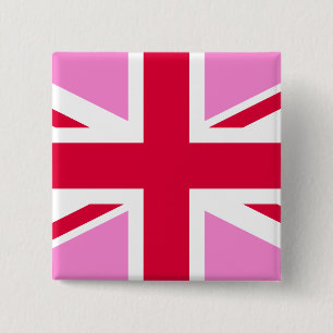 Macaron Carré 5 Cm GAY PRIDE britannique (Union Jack rose) (Drapeau b