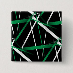 Macaron Carré 5 Cm Géométrie Urbaine Noir Blanc Vert