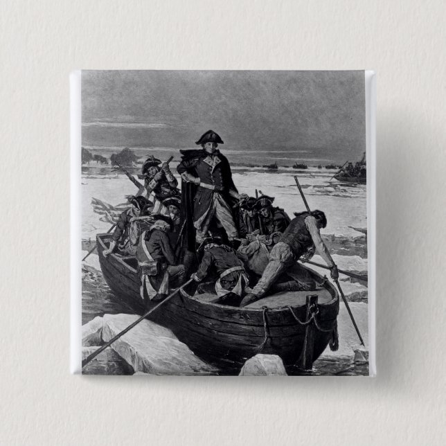 Macaron Carré 5 Cm George Washington croisant le fleuve Delaware (Devant)