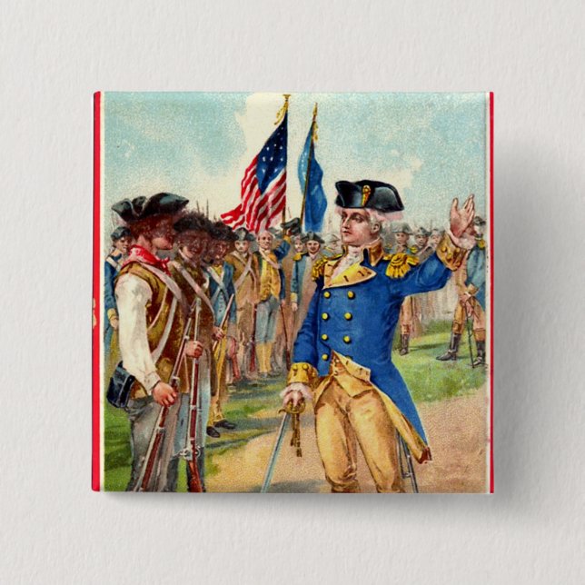Macaron Carré 5 Cm George Washington Patriotique (Devant)