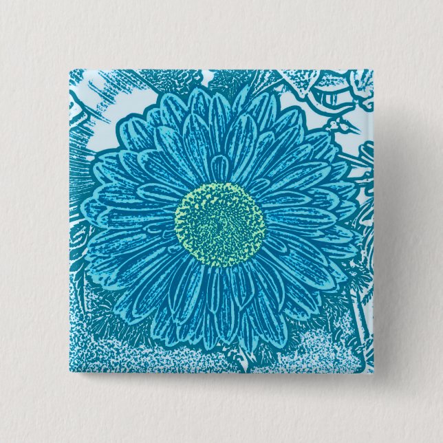 Macaron Carré 5 Cm Gerbera Daisy Block Imprimer - bleu marine (Devant)