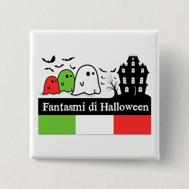 Macaron Carré 5 Cm Ghosts d'Halloween en Italie, Fantasmi di Hallowee (Devant)