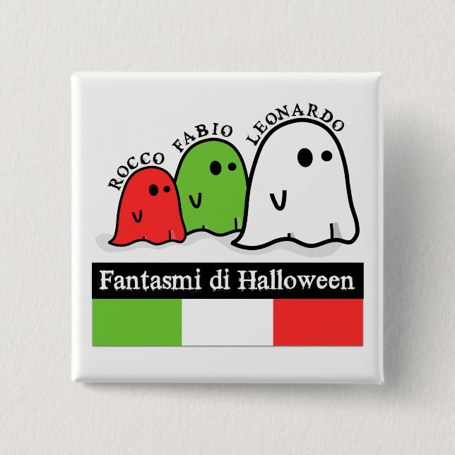 Macaron Carré 5 Cm Ghosts d'Halloween en Italie, Fantasmi di Hallowee (Devant)