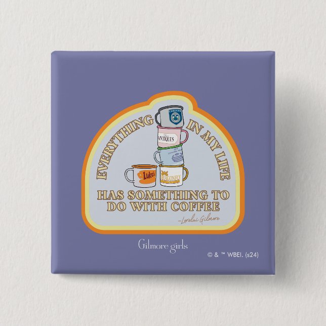 Macaron Carré 5 Cm Gilmore Girls | Graphique des devis de café (Devant)