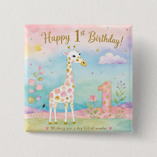 Macaron Carré 5 Cm Girafe Capricieuse Premier Anniversaire Merveilleu