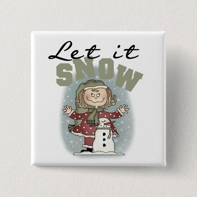 Macaron Carré 5 Cm Girl and Snowman Let it Snow T-shirts (Devant)
