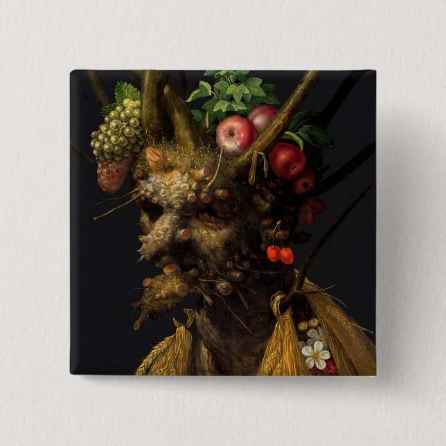 Macaron Carré 5 Cm Giuseppe Arcimboldo - Quatre saisons en une tête (Devant)
