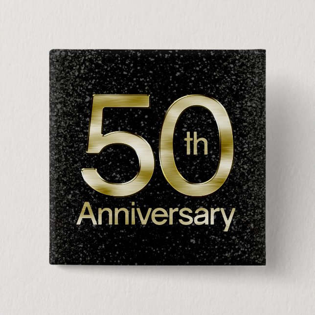 Macaron Carré 5 Cm Glam Gold 50th Anniversary (Devant)