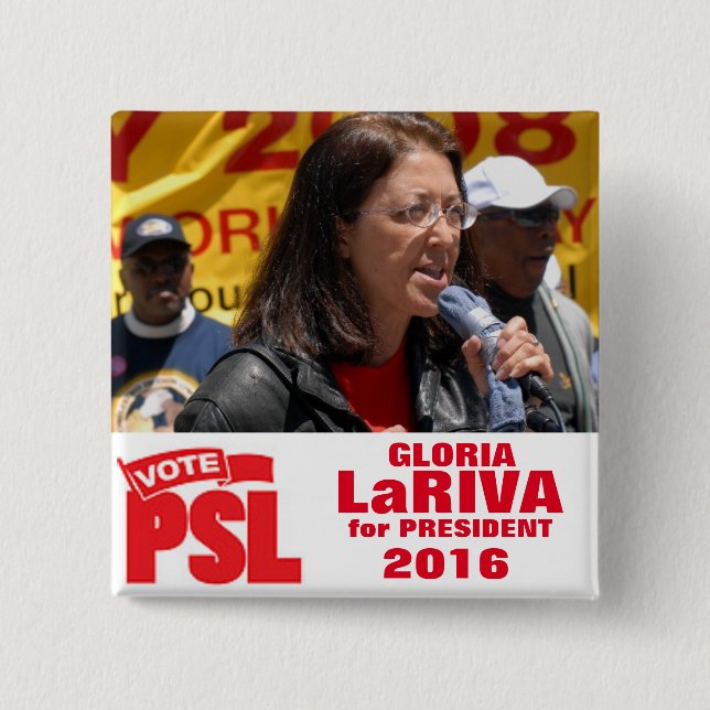 Macaron Carré 5 Cm Gloria LaRiva pour le président 2016 (Devant)
