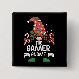 Macaron Carré 5 Cm Gnome de gamer à carreaux de Buffalo pour famille