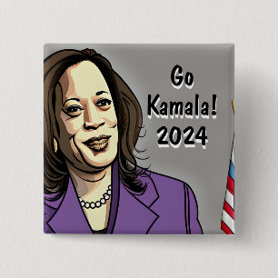 Macaron Carré 5 Cm Go Kamala 2024 Elections présidentielles américain