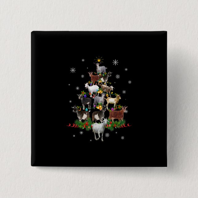 Macaron Carré 5 Cm Goat Christmas Tree Snow Goat Xmas (Devant)
