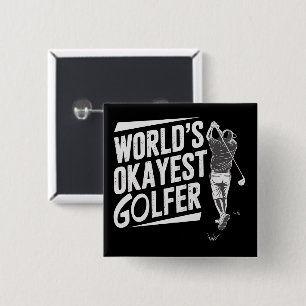 Macaron Carré 5 Cm Golfeur moyen du monde amateur de golf drôle de go