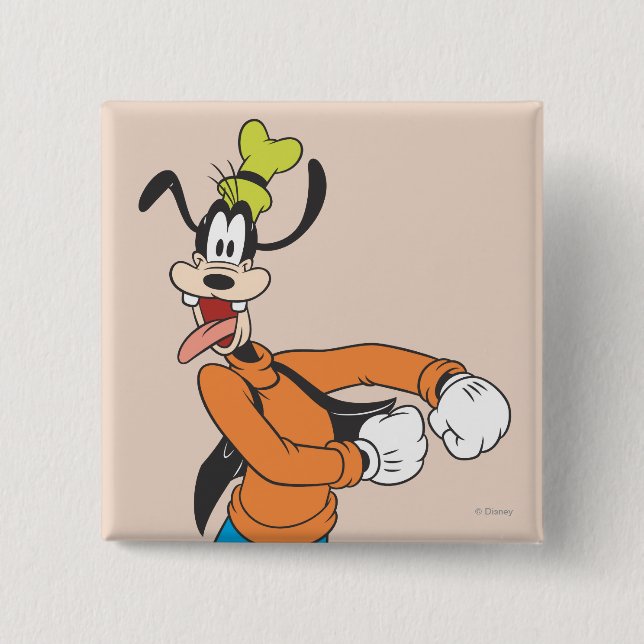Macaron Carré 5 Cm Goofy | Excité (Devant)