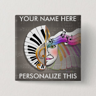 Macaron Carré 5 Cm GOUPILLES de masque de musique