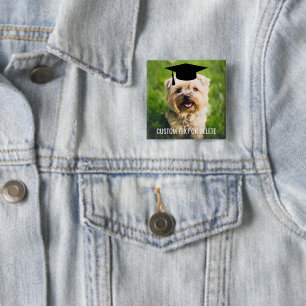 Macaron Carré 5 Cm Graduation Chien portant Grad Casquette Photo pers