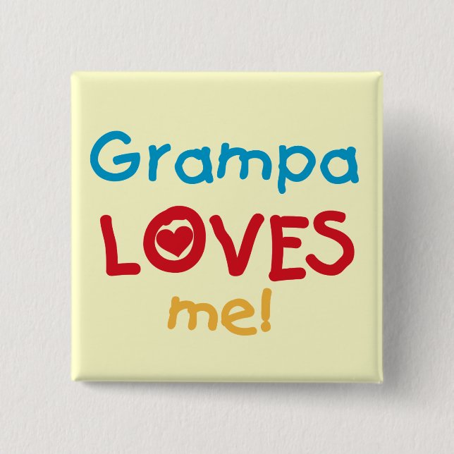 Macaron Carré 5 Cm Grampa m'aime T-shirts et cadeaux (Devant)