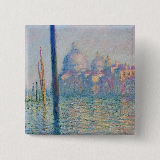Macaron Carré 5 Cm Grand Canal Venise Monet Peinture Art (Devant)